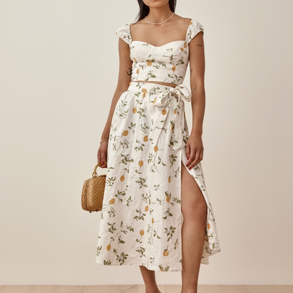ISO Reformation Clyde Linen Dress in Citron